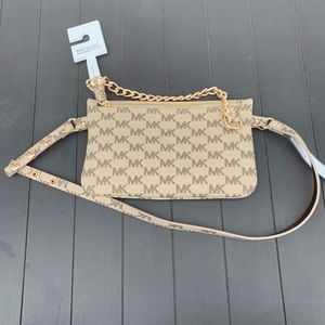 NWT tan monogram MICHAEL michael kors fanny pack